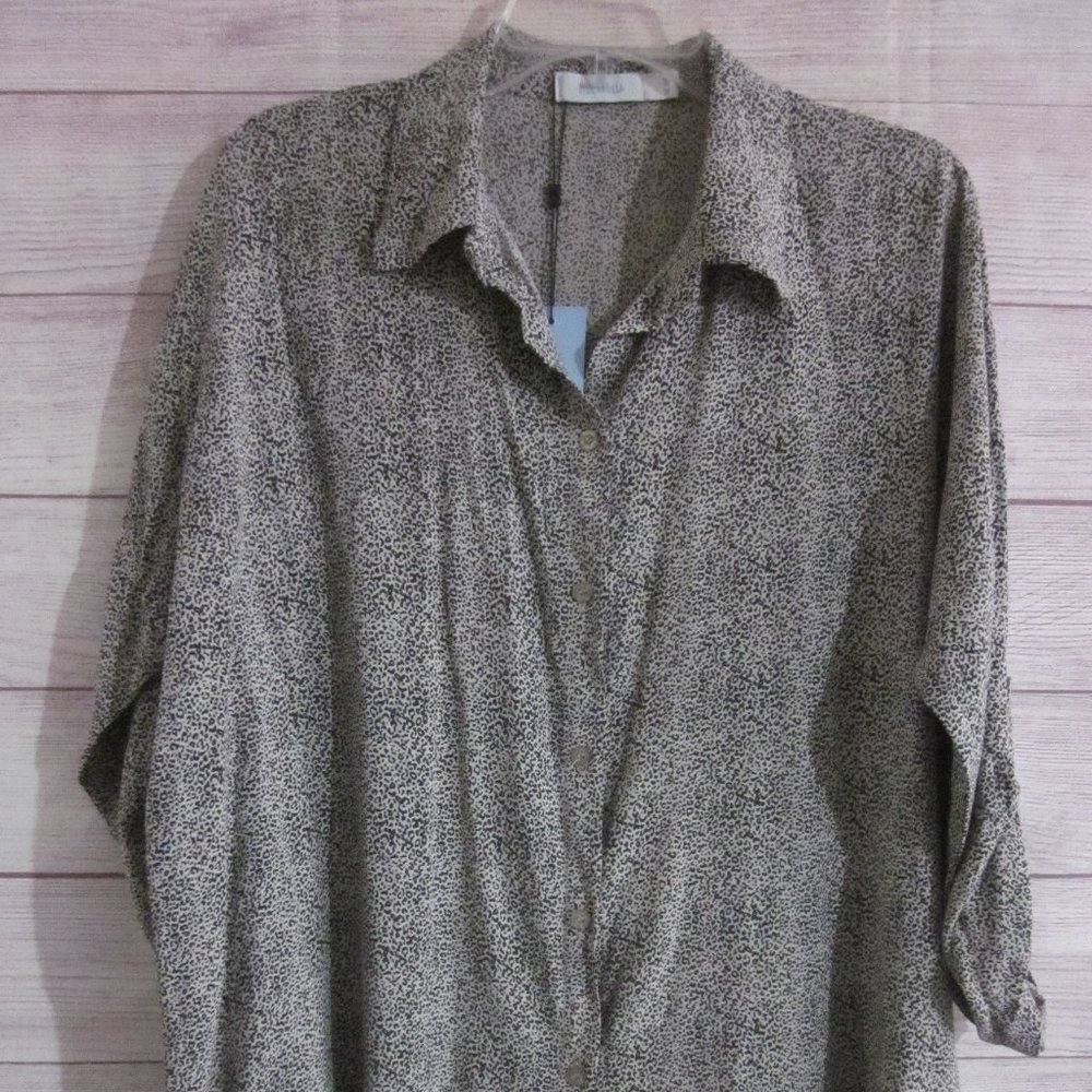 Blue Vanilla Shirt Womens M/L UK Size M US Animal Print Button Up Sleeve